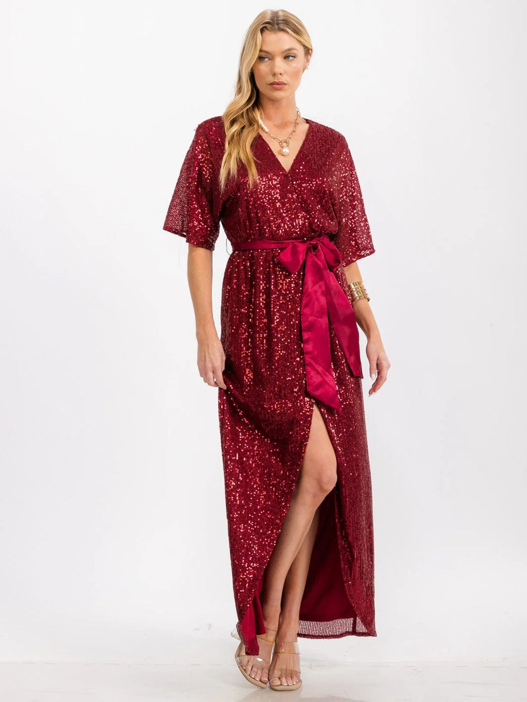 VESTIDO LENTEJUELAS BURGUNDY